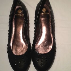 EUC black leather ballerina flats